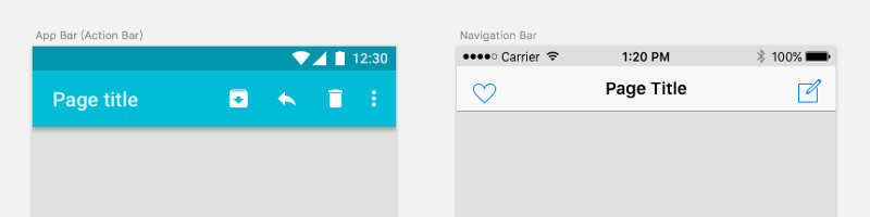 Android design vs. iOS design: app bar