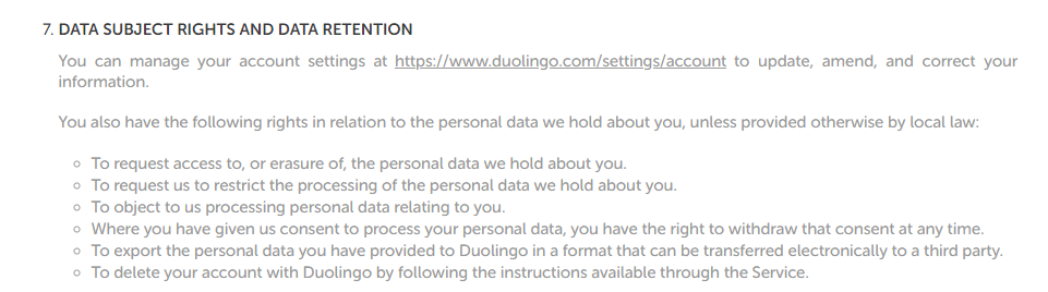 Duolingo Privacy