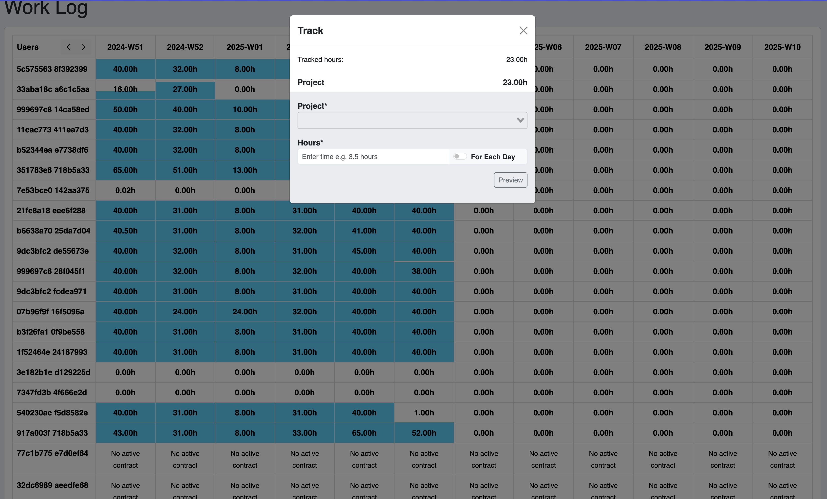 If an employee is on multiple projects, you can see how many hours they logged for each one during a specific week. This information is enough to verify hours and prepare a report