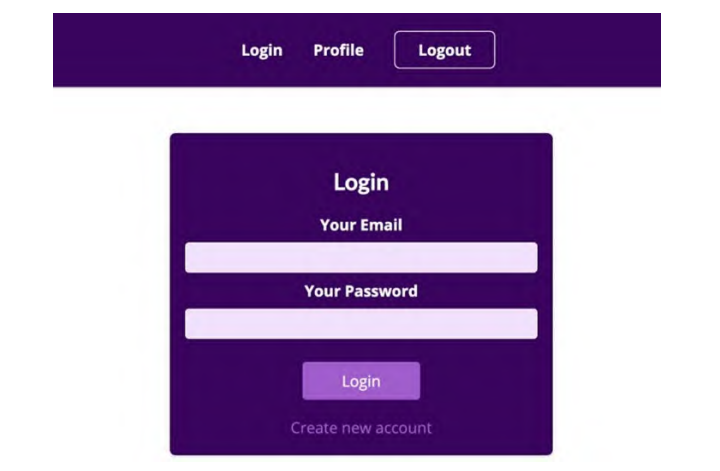 authentication screen with navigation bar