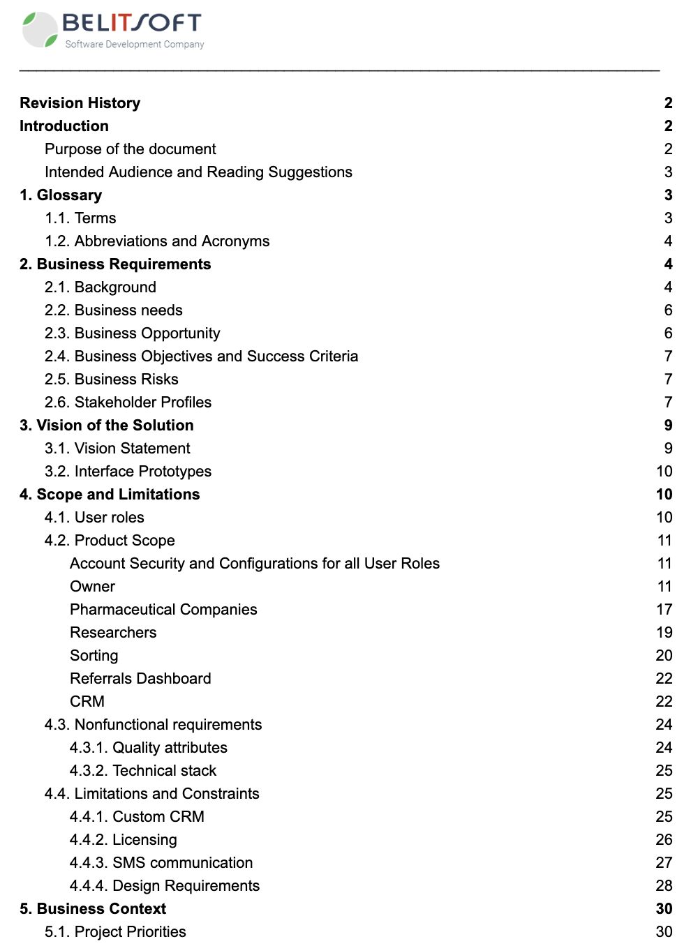 what is vision and scope document