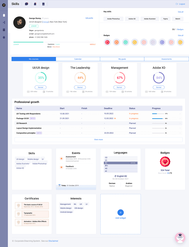 Example of what a learning platform for corporate training may look like